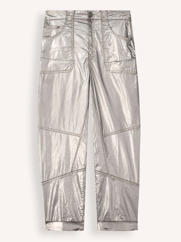 Ontdek de Katoenmix metallic broek van Summum in de kleur zilverkleur bij Orangebag. Op werkdagen voor 21:45 besteld, morgen in huis.