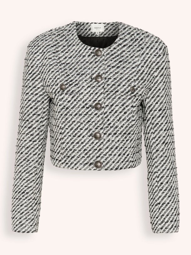 Ontdek de Amilina wolmix jasje met lurex van Gestuz in de kleur zwart bij Orangebag. Op werkdagen voor 21:45 besteld, morgen in huis.