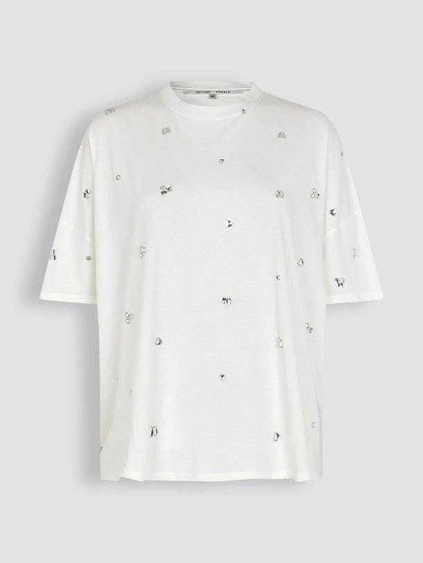 Ontdek de Glitta katoenen T-shirt van Second Female in de kleur wit bij Orangebag. Op werkdagen voor 21:45 besteld, morgen in huis.