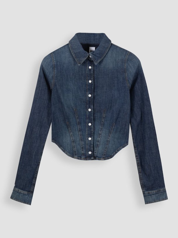 Ontdek de Denim blouse van Re/Done in de kleur donkerblauw bij Orangebag. Op werkdagen voor 21:45 besteld, morgen in huis.