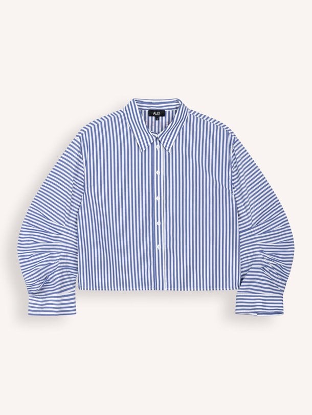 Ontdek de Katoenen gestreepte blouse van Alix The Label in de kleur Blauw bij Orangebag. Op werkdagen voor 21:45 besteld, morgen in huis.