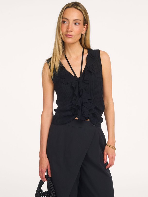 Ontdek de Volant top Viscose polyamide rib knit van Summum bij Orangebag. Op werkdagen voor 21:45 besteld, morgen in huis.