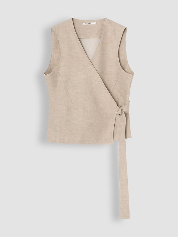 Ontdek de Zoey linnen/katoenmix gilet van Graumann in de kleur zand bij Orangebag. Op werkdagen voor 21:45 besteld, morgen in huis.