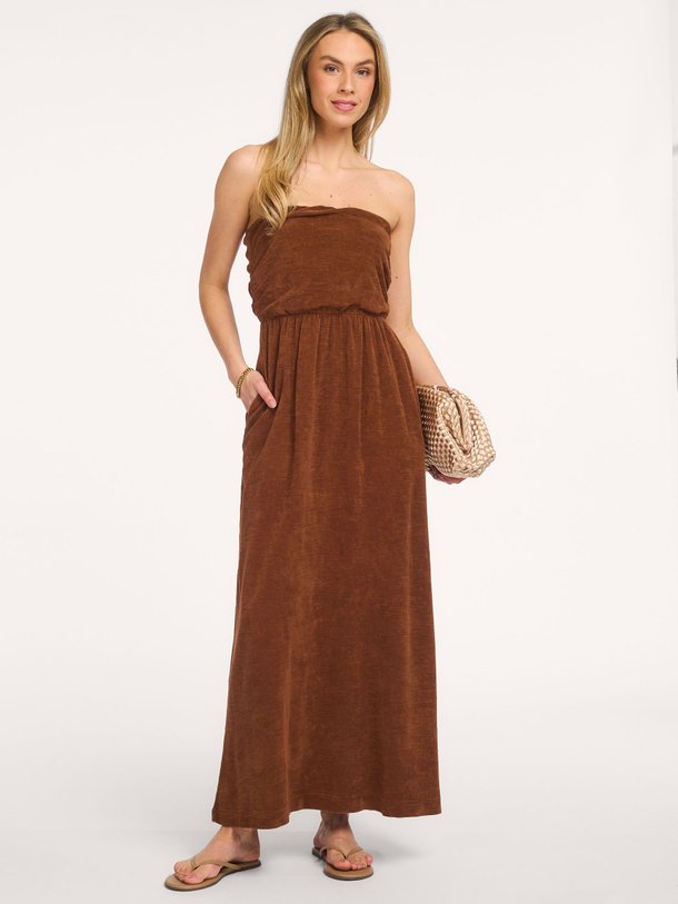 Ontdek de Katoenen badstof strapless jurk van Speezys in de kleur Bruin bij Orangebag. Op werkdagen voor 21:45 besteld, morgen in huis.