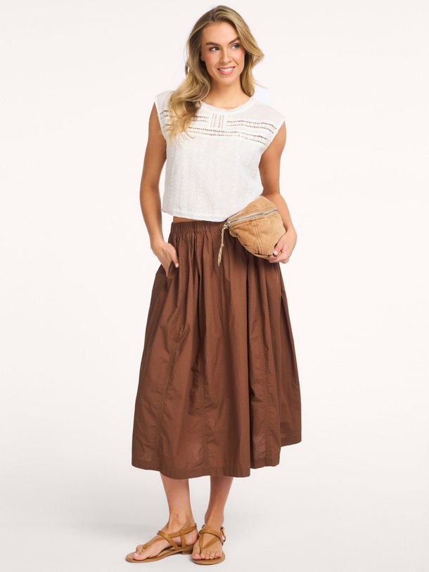 Ontdek de Cinley geweven rok van Bellerose in de kleur Bruin bij Orangebag. Op werkdagen voor 21:45 besteld, morgen in huis.