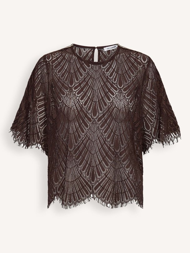 Ontdek de Leti viscosemix kanten top van Co'Couture in de kleur Donkerbruin bij Orangebag. Op werkdagen voor 21:45 besteld, morgen in huis.