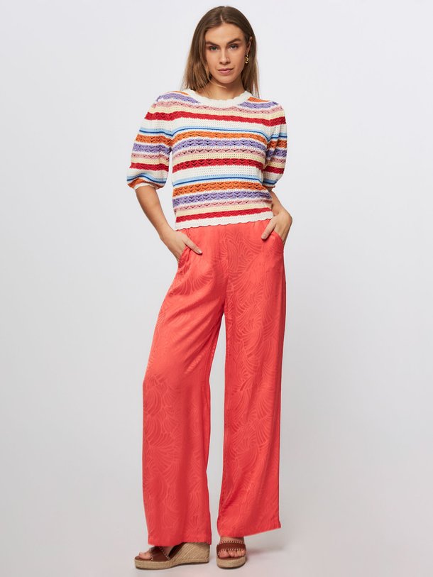 Ontdek de Jungle viscose palazzo met dessin van Suncoo in de kleur perzik bij Orangebag. Op werkdagen voor 21:45 besteld, morgen in huis.