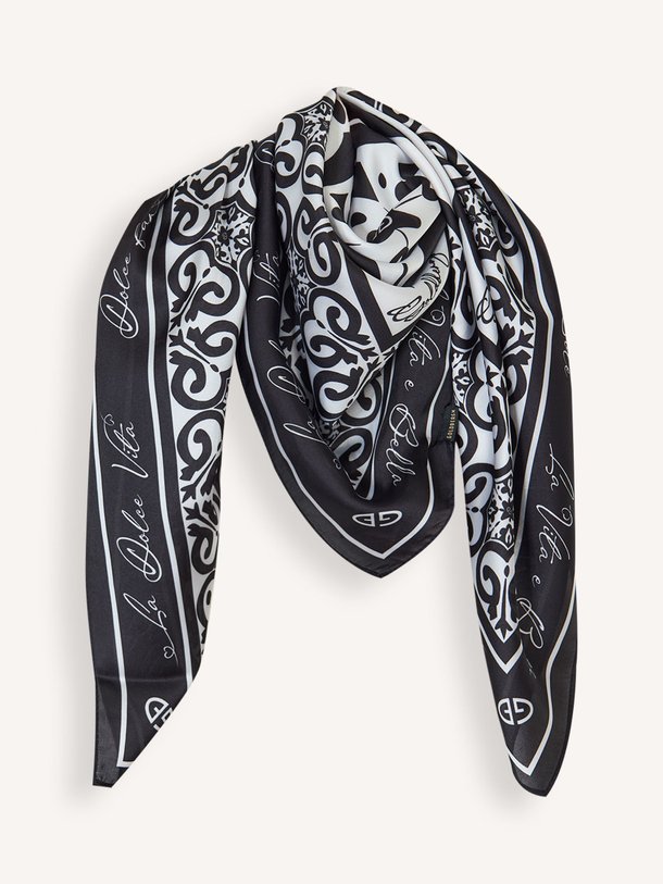 Ontdek de Brisano geweven sjaal met print van Goldbergh in de kleur Zwart bij Orangebag. Op werkdagen voor 21:45 besteld, morgen in huis.