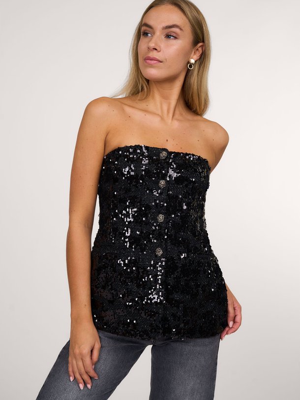 Ontdek de Flakes geweven strapless top met pailletten van Second Female in de kleur zwart bij Orangebag. Op werkdagen voor 21:45 besteld, morgen in huis.