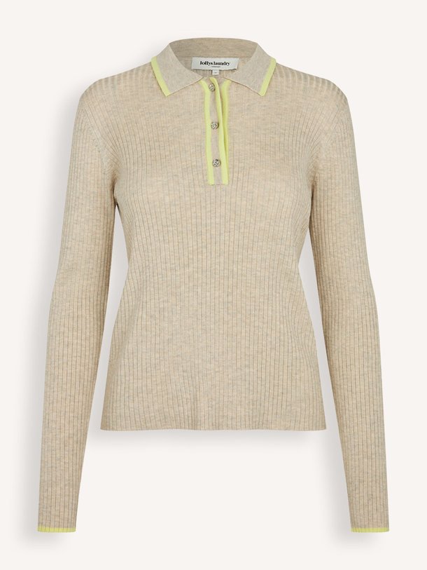 Ontdek de Julio viscosemix polo trui van Lollys Laundry in de kleur Beige bij Orangebag. Op werkdagen voor 21:45 besteld, morgen in huis.