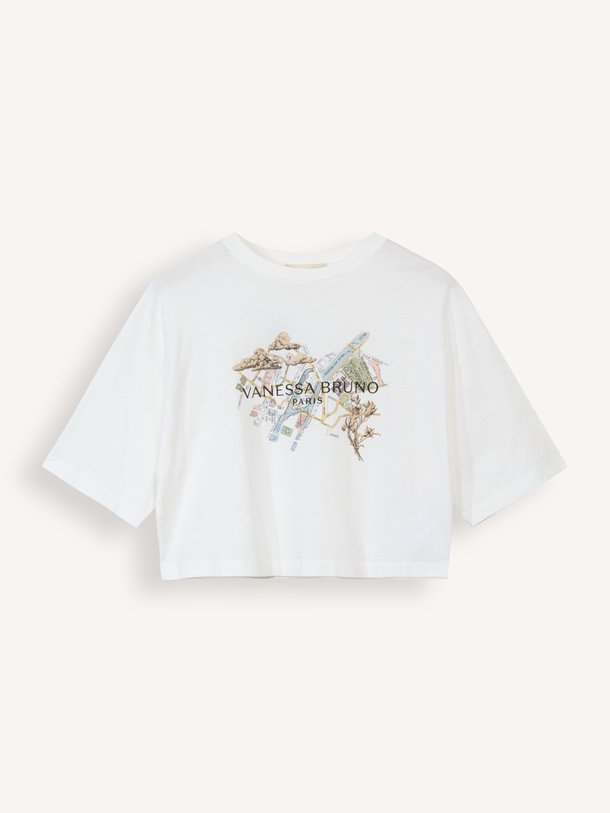 Ontdek de Elinda organic cotton T-shirt met print van Vanessa Bruno in de kleur ecru bij Orangebag. Op werkdagen voor 21:45 besteld, morgen in huis.