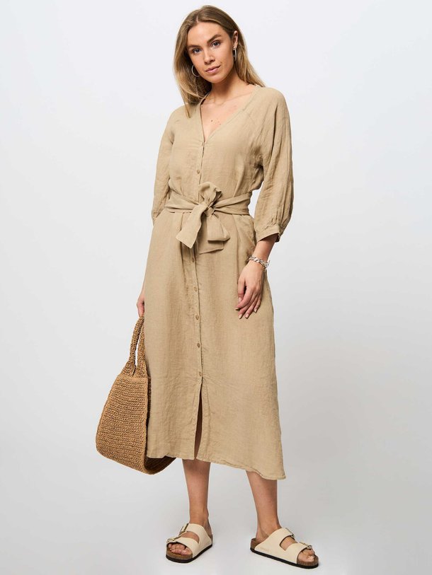 Ontdek de Sophie linnen doorknoopjurk van Knit-ted in de kleur kaki bij Orangebag. Op werkdagen voor 21:45 besteld, morgen in huis.