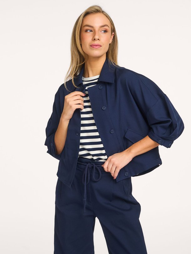 Ontdek de Geweven jasje van Yaya in de kleur Donkerblauw bij Orangebag. Op werkdagen voor 21:45 besteld, morgen in huis.