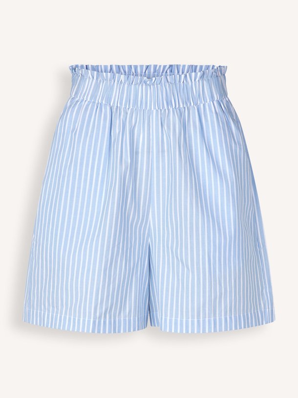 Ontdek de Blanca katoenen short met gestreept dessin van Lollys Laundry in de kleur lichtblauw bij Orangebag. Op werkdagen voor 21:45 besteld, morgen in huis.