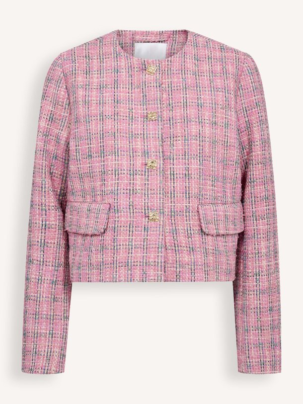 Ontdek de Cammie geweven bouclé jasje van Co'Couture in de kleur Roze bij Orangebag. Op werkdagen voor 21:45 besteld, morgen in huis.