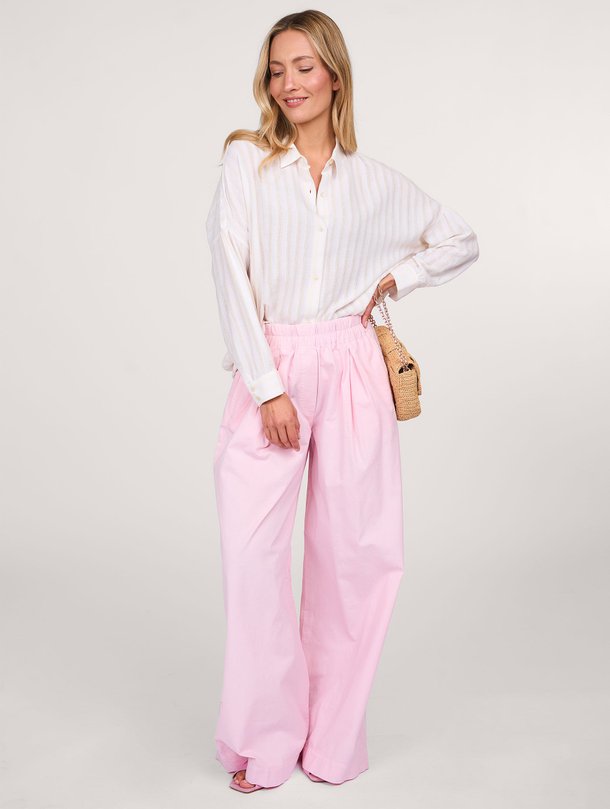 Ontdek de Ridye katoenen wide leg broek van Sessun in de kleur lichtroze bij Orangebag. Op werkdagen voor 21:45 besteld, morgen in huis.
