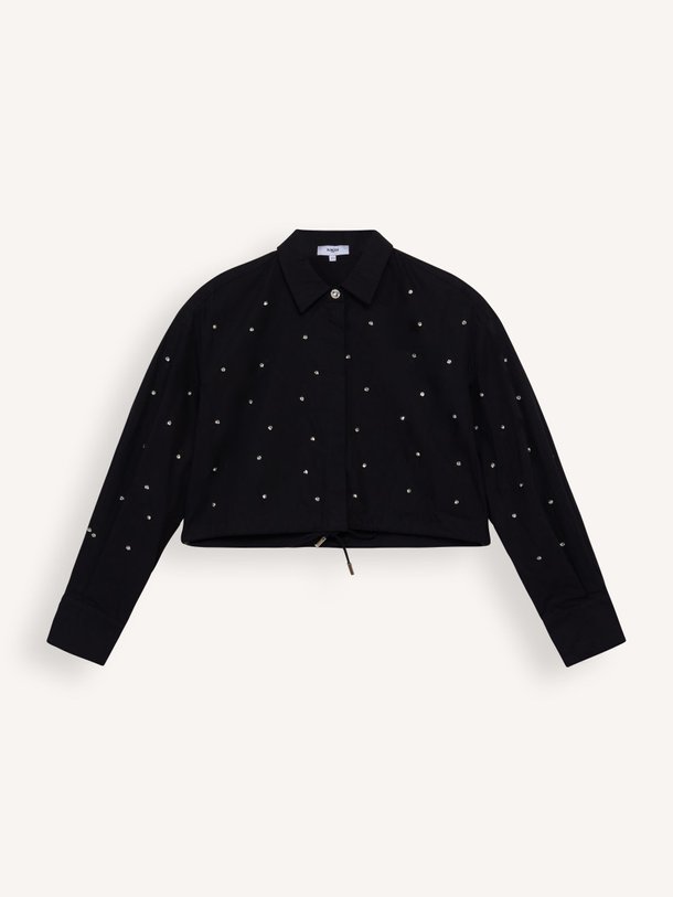Ontdek de Luciole katoenmix cropped blouse met strass van Suncoo in de kleur zwart bij Orangebag. Op werkdagen voor 21:45 besteld, morgen in huis.