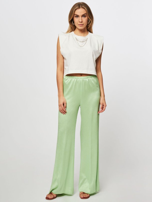 Ontdek de Viscosemix plissé palazzo van forte_forte in de kleur mintgroen bij Orangebag. Op werkdagen voor 21:45 besteld, morgen in huis.