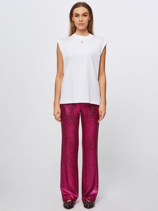 Ontdek de Duke elastische metallic broek van Roseanna in de kleur roze bij Orangebag. Op werkdagen voor 21:45 besteld, morgen in huis.