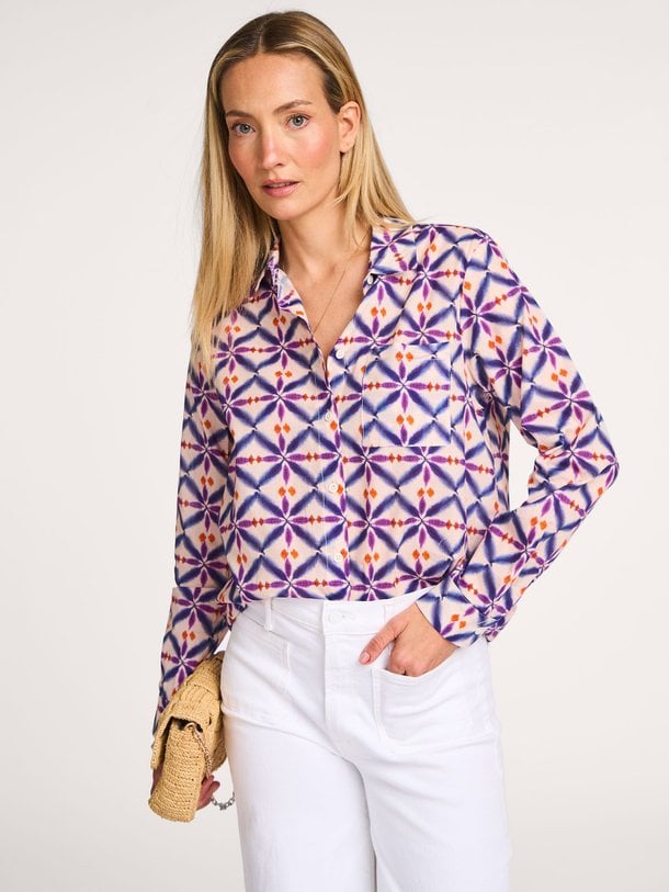 Ontdek de Lalla katoenen blouse met print van La Fee Maraboutee in de kleur paars bij Orangebag. Op werkdagen voor 21:45 besteld, morgen in huis.