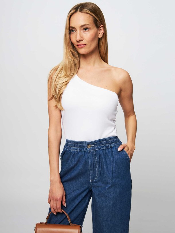 Ontdek de Reef katoenmix one shoulder top van Alchemist in de kleur wit bij Orangebag. Op werkdagen voor 21:45 besteld, morgen in huis.