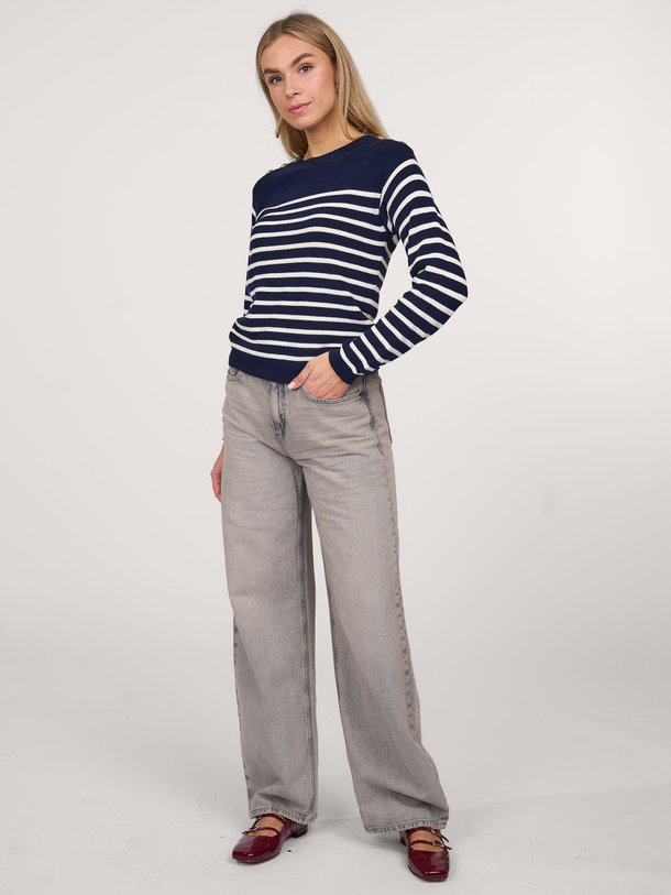 Ontdek de Katoenen trui met gestreept dessin van Semicouture in de kleur donkerblauw bij Orangebag. Op werkdagen voor 21:45 besteld, morgen in huis.