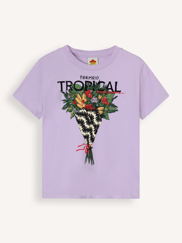 Ontdek de Katoenen T-shirt met print van Farm Rio in de kleur Lila bij Orangebag. Op werkdagen voor 21:45 besteld, morgen in huis.