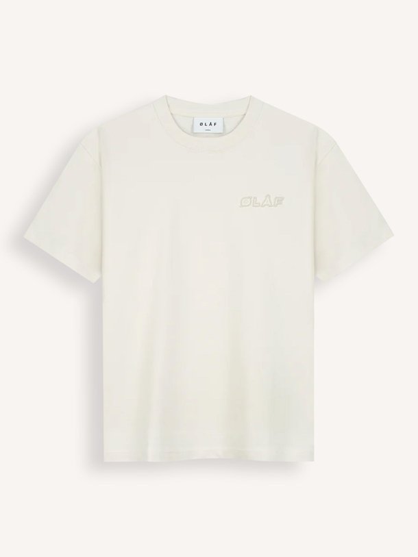 Ontdek de Studio Tee katoenen T-shirt met logo van OLAF in de kleur off-white bij Orangebag. Op werkdagen voor 21:45 besteld, morgen in huis.
