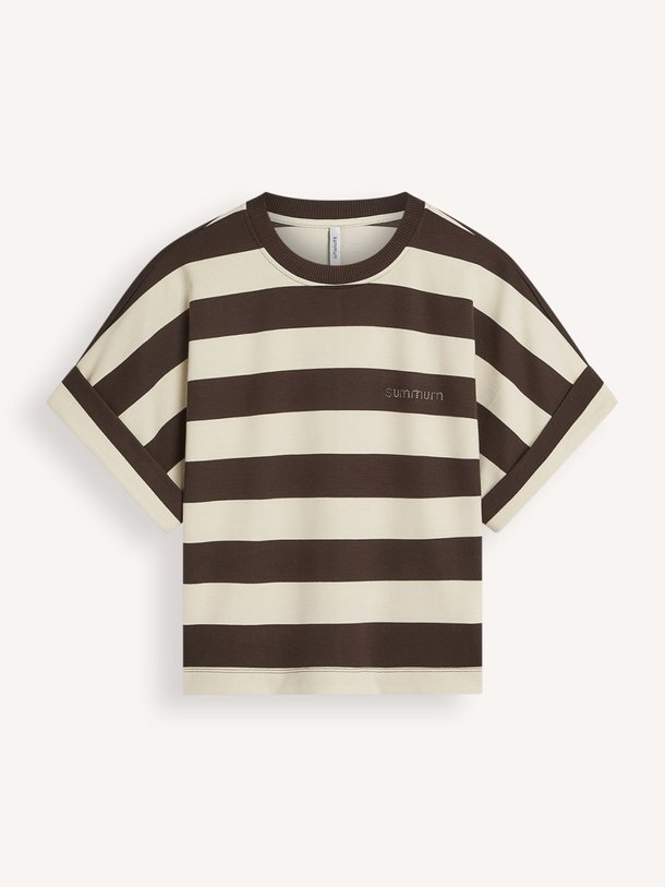 Ontdek de Viscosemix gestreept T-shirt van Summum in de kleur Bruin bij Orangebag. Op werkdagen voor 21:45 besteld, morgen in huis.