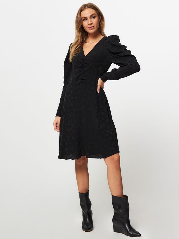 Ontdek de Vera viscosemix jurk met dessin van Fabienne Chapot in de kleur zwart bij Orangebag. Op werkdagen voor 21:45 besteld, morgen in huis.