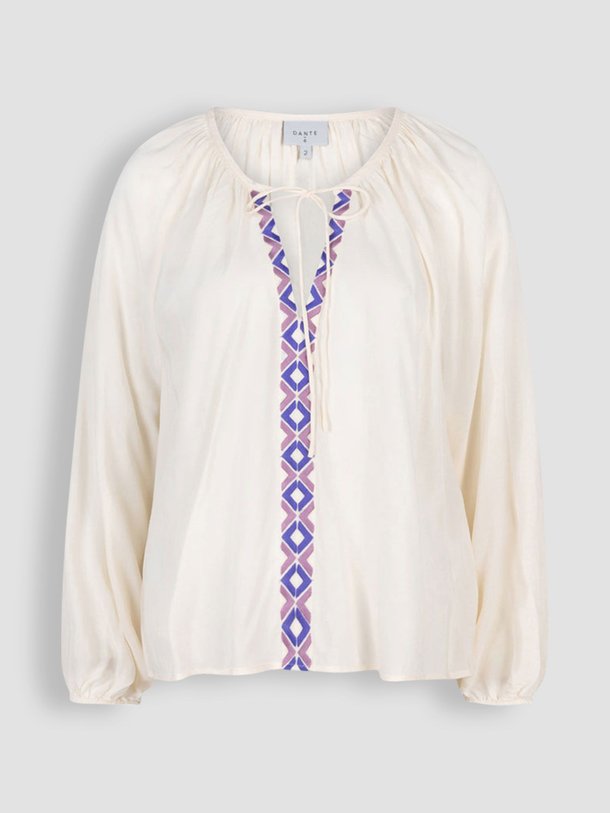 Ontdek de Astia viscose top met borduursel van Dante 6 in de kleur ecru bij Orangebag. Op werkdagen voor 21:45 besteld, morgen in huis.