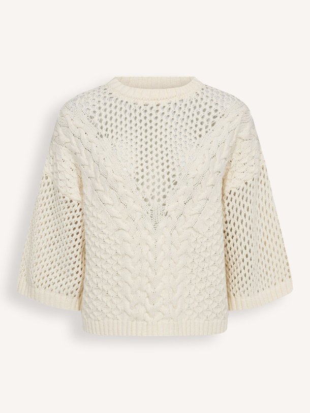 Ontdek de Zaya katoenmix kabeltrui van Co'Couture in de kleur Off-white bij Orangebag. Op werkdagen voor 21:45 besteld, morgen in huis.