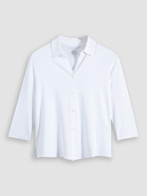 Ontdek de M001 Soft Touch viscosemix jersey blouse van Majestic Filatures in de kleur wit bij Orangebag. Op werkdagen voor 21:45 besteld, morgen in huis.