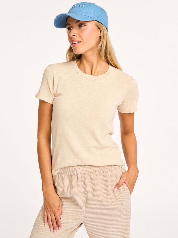 Ontdek de Sonoma katoenen slub T-shirt van American Vintage in de kleur zand bij Orangebag. Op werkdagen voor 21:45 besteld, morgen in huis.