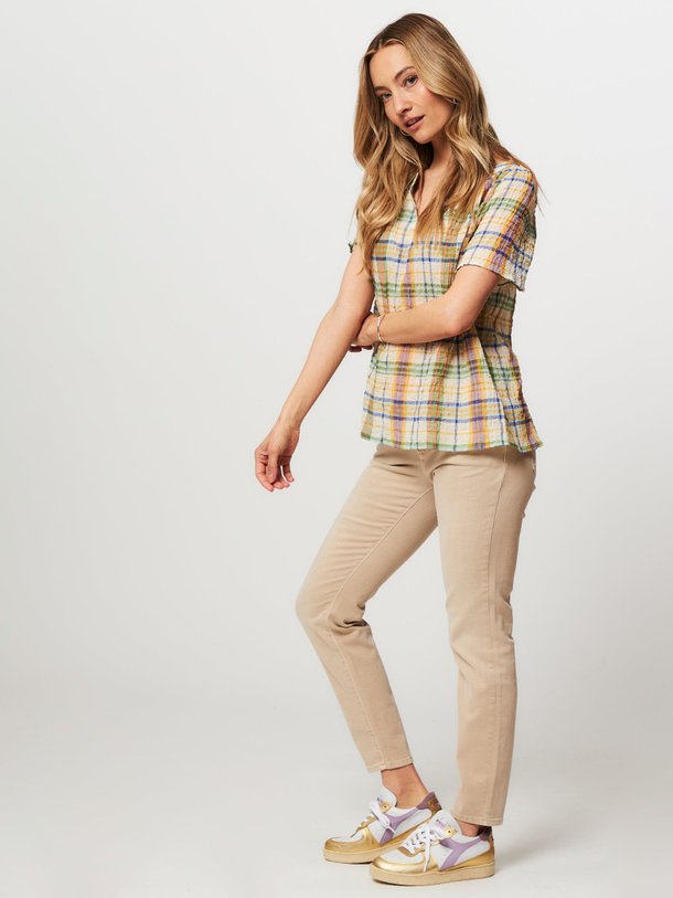 Ontdek de Lois katoenmix top met geruit dessin van Louizon in de kleur geel bij Orangebag. Op werkdagen voor 21:45 besteld, morgen in huis.