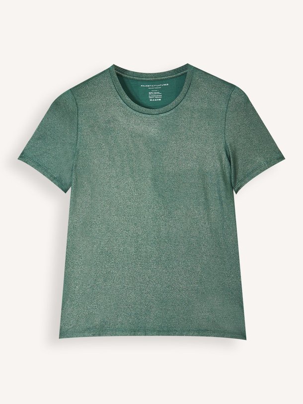 Ontdek de M014 Viscosemix lurex T-shirt van Majestic Filatures in de kleur Groen bij Orangebag. Op werkdagen voor 21:45 besteld, morgen in huis.
