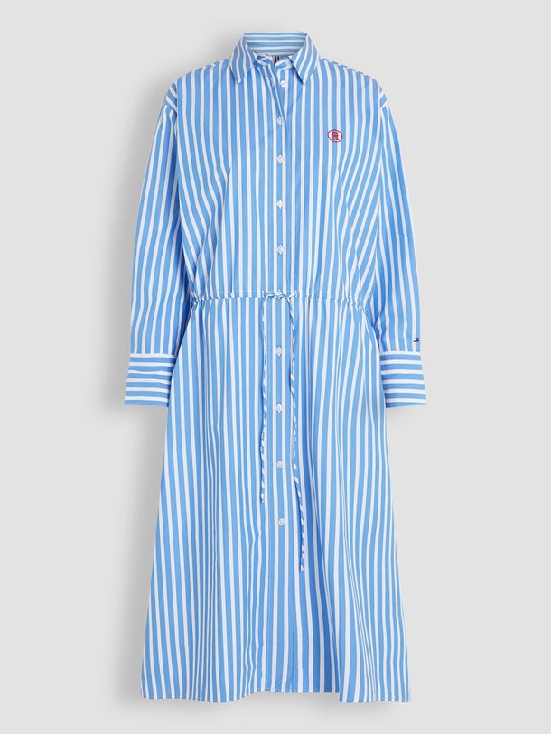 Ontdek de Katoenen gestreepte doorknoopjurk van Tommy Hilfiger in de kleur blauw bij Orangebag. Op werkdagen voor 21:45 besteld, morgen in huis.