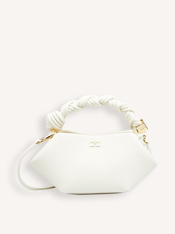 Ontdek de Bou mini crossbody bag met reliëf van Ganni in de kleur Off-white bij Orangebag. Op werkdagen voor 21:45 besteld, morgen in huis.