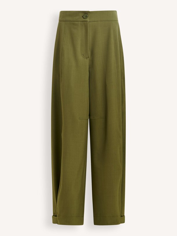 Ontdek de Jamaican geweven barrel fit broek van Essentiel Antwerp in de kleur Kaki bij Orangebag. Op werkdagen voor 21:45 besteld, morgen in huis.