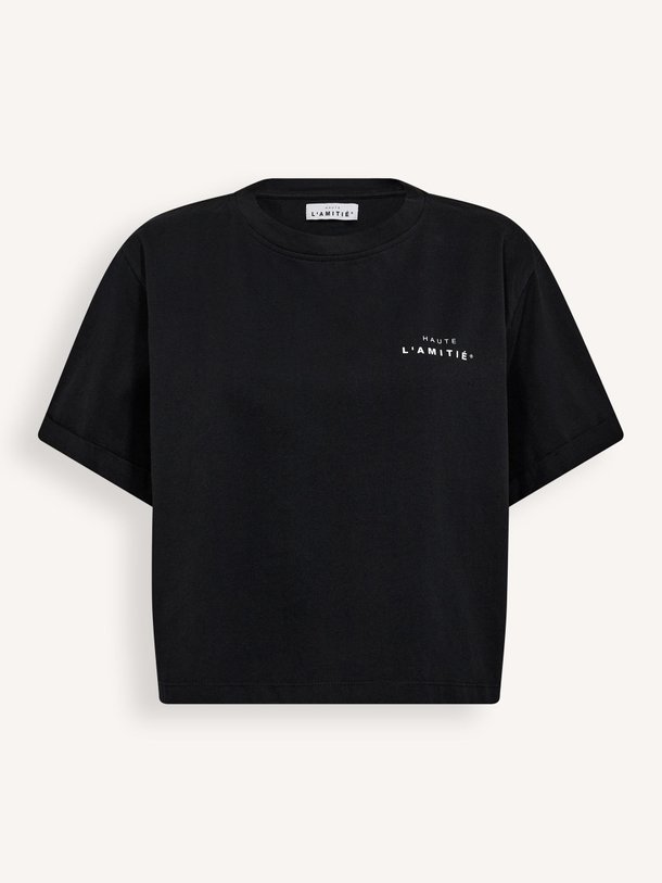 Ontdek de Organic cotton logo T-shirt van Haute L'Amitié in de kleur zwart bij Orangebag. Op werkdagen voor 21:45 besteld, morgen in huis.