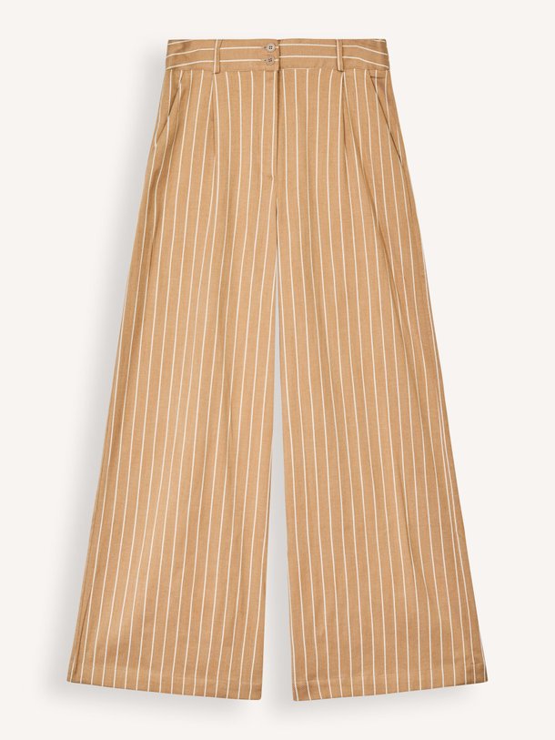 Ontdek de Zoella katoenmix wide leg gestreepte broek van Nathalie Vleeschouwer in de kleur camel bij Orangebag. Op werkdagen voor 21:45 besteld, morgen in huis.