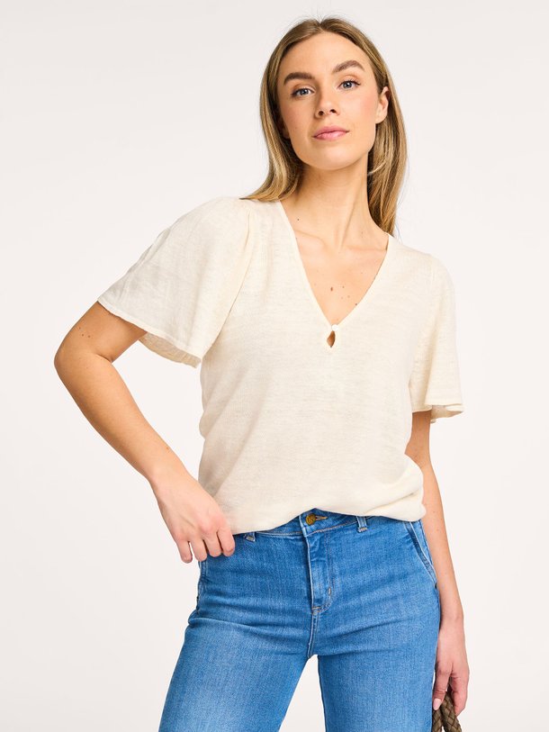 Ontdek de Brook linnen T-shirt van Des Petits Hauts in de kleur crème bij Orangebag. Op werkdagen voor 21:45 besteld, morgen in huis.