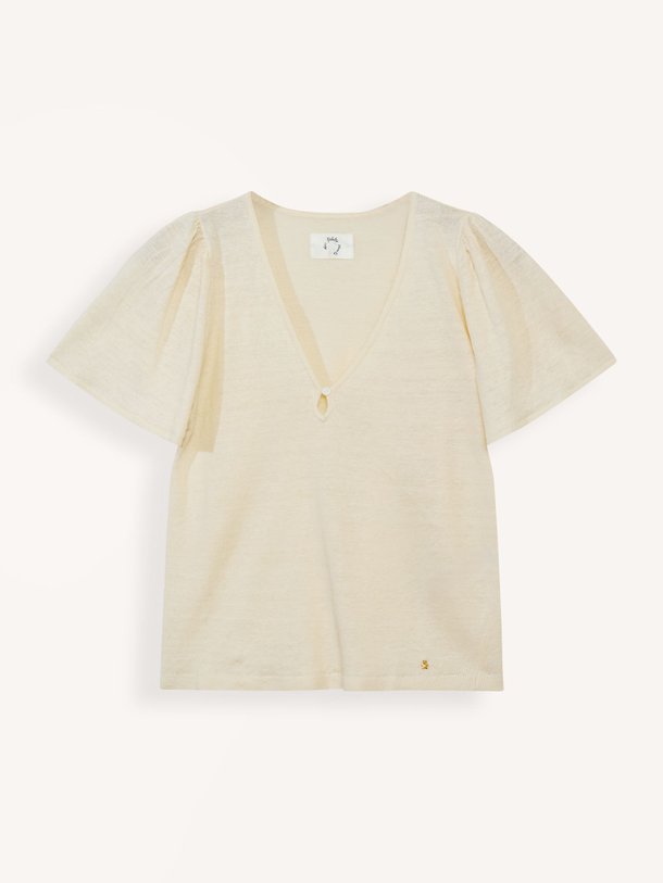 Des Petits Hauts Brook - Linnen T-Shirt - Crème Ontdek de Brook linnen T-shirt van Des Petits Hauts in de kleur crème bij Orangebag. Op werkdagen voor 21:45 besteld, morgen in huis.