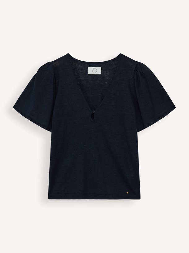 Ontdek de Brook linnen T-shirt van Des Petits Hauts in de kleur donkerblauw bij Orangebag. Op werkdagen voor 21:45 besteld, morgen in huis.