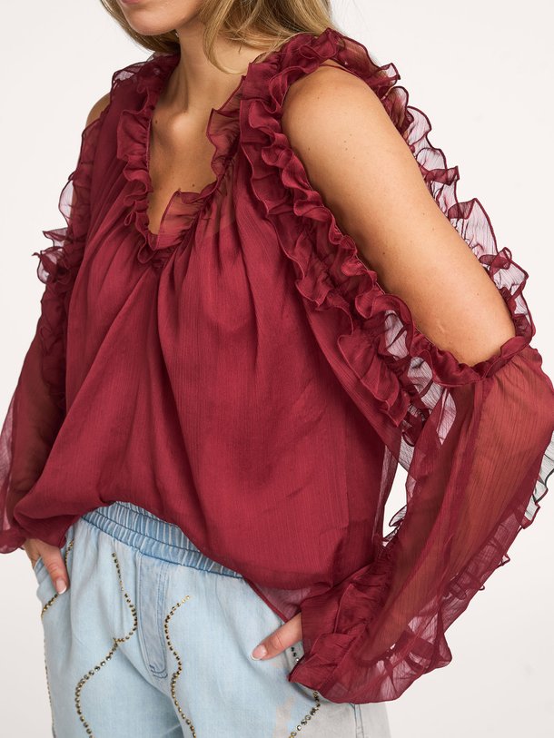 Ontdek de Harmony geweven top van Dante 6 in de kleur Bordeauxrood bij Orangebag. Op werkdagen voor 21:45 besteld, morgen in huis.