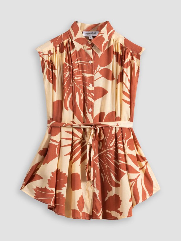 Ontdek de Noa viscose blouse met print van Poppy Field in de kleur terracotta bij Orangebag. Op werkdagen voor 21:45 besteld, morgen in huis.