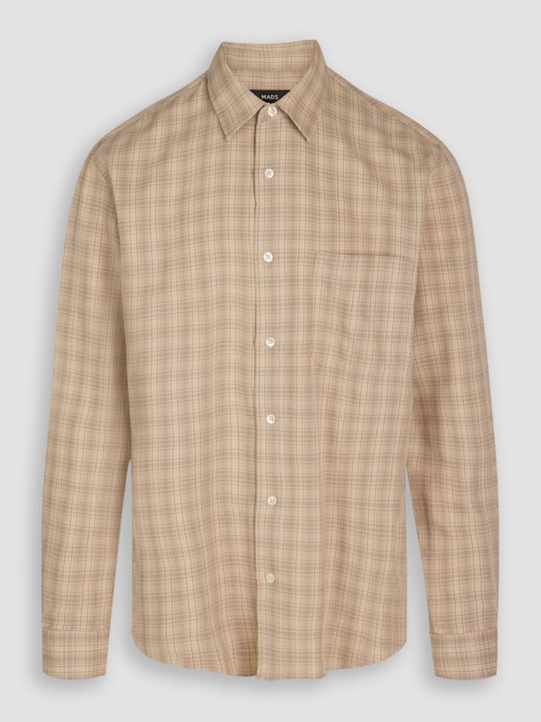 Ontdek de Malte katoenmix overhemd met geruit dessin van Mads Norgaard Men in de kleur taupe bij Orangebag. Op werkdagen voor 21:45 besteld, morgen in huis.