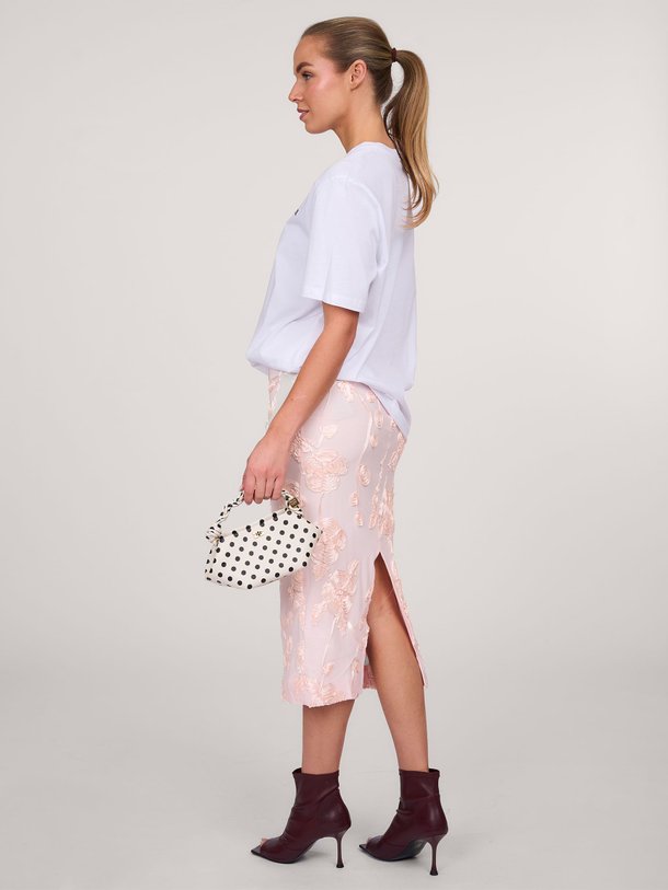 Ontdek de Geweven mesh rok van Rotate Birger Christensen in de kleur lichtroze bij Orangebag. Op werkdagen voor 21:45 besteld, morgen in huis.