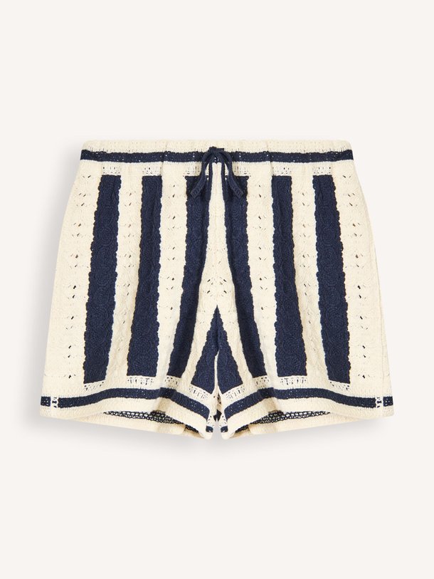 Ontdek de Cannelle katoenmix gestreepte short van Frnch in de kleur Donkerblauw bij Orangebag. Op werkdagen voor 21:45 besteld, morgen in huis.