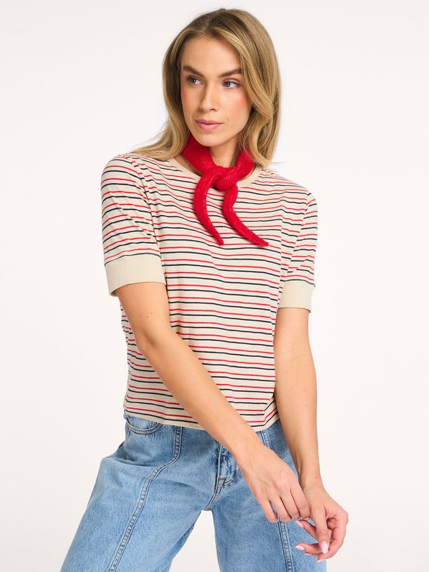 Ontdek de Cias katoenen gestreepte top van Bellerose in de kleur Beige bij Orangebag. Op werkdagen voor 21:45 besteld, morgen in huis.